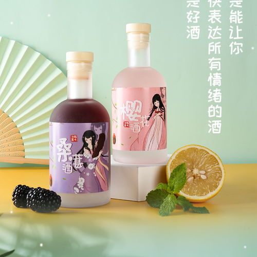 高顏值果酒少女水果酒桑葚酒藍(lán)莓酒桃花釀酒學(xué)生低度微醺8度花酒